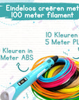 3D Pen Starterspakket - 100M Filament - 10 Kleuren - Blauw