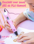 3D Pen Startpakke - 100M Filament - 10 Farger - Rosa