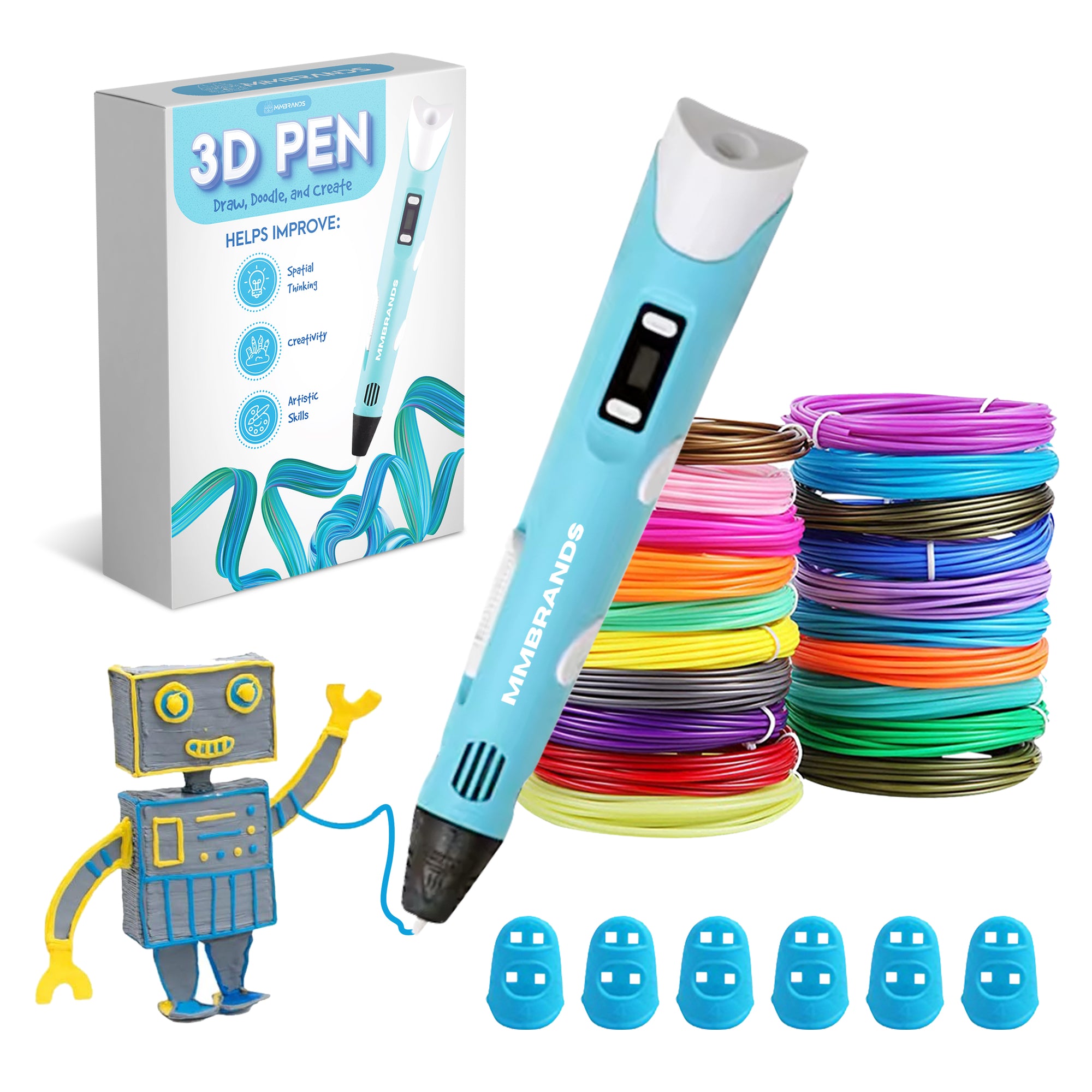 3D Pen Starterspakket - 100M Filament - 10 Kleuren - Blauw